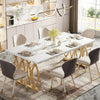 63-Inch Modern Dining Table Large Rectangular Kitchen Table w/ Faux Marble Table