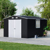 10X12FT Galvanised Outdoor Storage Shed Metal Garden Shed Lockable for Tool Bike