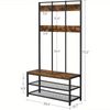 Large Rustic Coat Rack With Seat Entryway Shoe Rack Hall Tree Shoe Bench Shelves