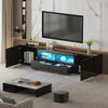 200cm All High Gloss White TV Stand Cabinet Unit Doors Storage with LED Cupboard