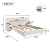 Modern Double Bed with Reading Light & Includes Bedside Table, Velvet 135x190cm