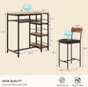 3PCS Dining Table Set w/ 2 Upholstered Bar Stool Wine Rack Kitchen Dining Room