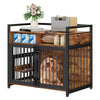 Large Dog Crate Wooden Kennel Heavy Duty Cage with Feeder End Table Pet Furnitur