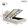 Modern Double Upholstered Bed with Hydraulic Storage, Cloud Headboard, 135x190cm