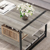 2-Tier Farmhouse41''Large Wood Coffee Table,Storage Shelf Rectangle Center Table