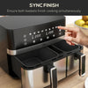 Dual Air Fryer, 8.5L Double Air Fryer with 8 Presets, Smart Finish, 2700W