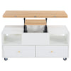 Lift-Top Coffee Table Centre Table with Wheels, 4 Storage Drawers, 100x50x47.5cm