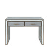 Elegant Mirrored Console Table with 2 Drawers Grey Vintage Glam Dressing Desk