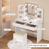 White Dressing Table Vanity Makeup Desk with Dimmable LED Bulbs Mirror 2 Drawers