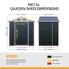 3-10FT Galvanised Garden Storage Shed Outdoor Apex /Pent Roof Log Tool House Box