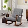 Modern High Back Rocking Chair with Solid Wood Legs, Grey