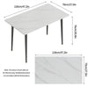 Rectangular Marble Dining Table 4-6 Seaters Black Metal Legs Kitchen Furniture