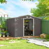 9 x 6FT Galvanised Garden Storage Shed with Sliding Door, Grey