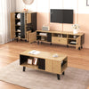 Stylish 3-Piece Set Coffee Table with Storage, TV Stand & LED Sideboard, Wood