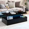 LED Coffee Table Modern 2-tier High Glossy Black Coffee Table