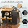 KITCHEN ISLAND ROLLING TROLLEY STORAGE CABINET WITH 2 DRAWERS AND CUPBOARD BLACK