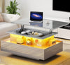 High Gloss LED Coffee Table With Storage Wooden 2 Drawer Living Room Furniture