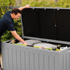 Outdoor Garden Storage Box With Padlock 830L Weatherproof & Sit On Plastic Shed