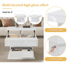 High Gloss White Coffee Table w/ Lift Top, 360° otation, Hidden Storage & Drawer
