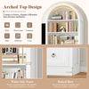 Arched Bookcase with Drawers Arch Display Cabinet Tall Bookshelf 79.5x36x177cm