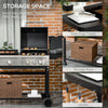 2-in-1 Gas BBQ and Plancha Grill with Side Burner, 12 kW Propane Gas Barbecue