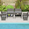 COSTWAY 4 Piece Patio Conversation Set Outdoor Wicker Furniture