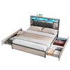 4ft6 Double Bed Metal Bed Frame with Drawers Storage Headboard and LED Lighting