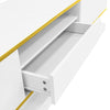 TV Stand 180cm White Gloss w/ Drawers & LED Lighting Compartment for Living Room