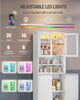 Kitchen Pantry Cupboard LED Tall White Storage Cabinet Glass Doors Shelves 170cm