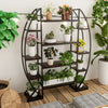 8 Tier Large Plant Stand Industrial Curved Oval Flower Pot Rack Staggered Shelf