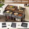 Mid Century Modern Vinyl Storage Cabinet w/ 2 Fabric Drawers