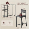2-Seater High Top Bar Table Set with Upholstered Chairs, Dining Set with Storage