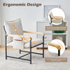 Single Accent Chair with Metal Frame Wide Seat Corduroy Armchair Living Room