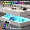 High Gloss LED Coffee Table Modern White Marble 2 Tiers Rectangle Tea Table