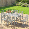 7 Pieces Garden Dining Set with Stackable Chairs with Umbrella Hole