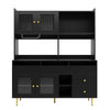 MULTI-PURPOSE KITCHEN STORAGE CABINET W/ CUPBOARD CABINETS DRAWERS SHELVES BLACK