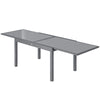 Extending Garden Table for 6-10, Aluminium Outdoor Dining Table, Glass Top
