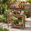 Wooden Garden Workstation with Bottom Storage Shelf