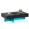 COSTWAY Modern LED Coffee Table High-Gloss Accent Table with 3 Storage Drawers