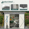 Garden Shed Pent Roof 4X8FT Metal Free Foundation Base Storage House Grey