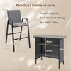 Patio Bar Height Table & Chairs w/ Breathable Fabric-Gray