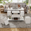 LIFT UP TOP WOODEN COFFEE TABLE WITH STORAGE, CONVERTIBLE DINING TABLE & CHAIRS