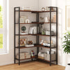 5 Tier Expandable Corner Bookshelf Wooden Storage Rack Display Shelf Bookcase