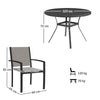 5 Piece Garden Furniture Set, Outdoor Dining Set w/ 4 Stackable Chairs Dark Grey