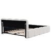 Upholstered Double Bed 4ft6 with Velvet Headboard and Sturdy Wooden Slats, Beige