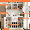 Tall Pantry Cabinet Kitchen Cupboard w/ Storage, Adjustable Shelves, White