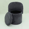 Ottoman Storage Stool Ribbed Round Pouffe Seat 3-in-1 Compact Chair Footstool