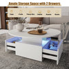 Coffee Table with LED Lights Wood 2 Drawers Storage Center Table for Living Room