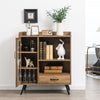 Industrial Storage Cabinet Wooden Cupboard Buffet Sideboard W/ Wine Glass Holder