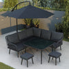 8 Seater Black Garden Corner Sofa Set with Rope Effect with Matching Dini FTR211